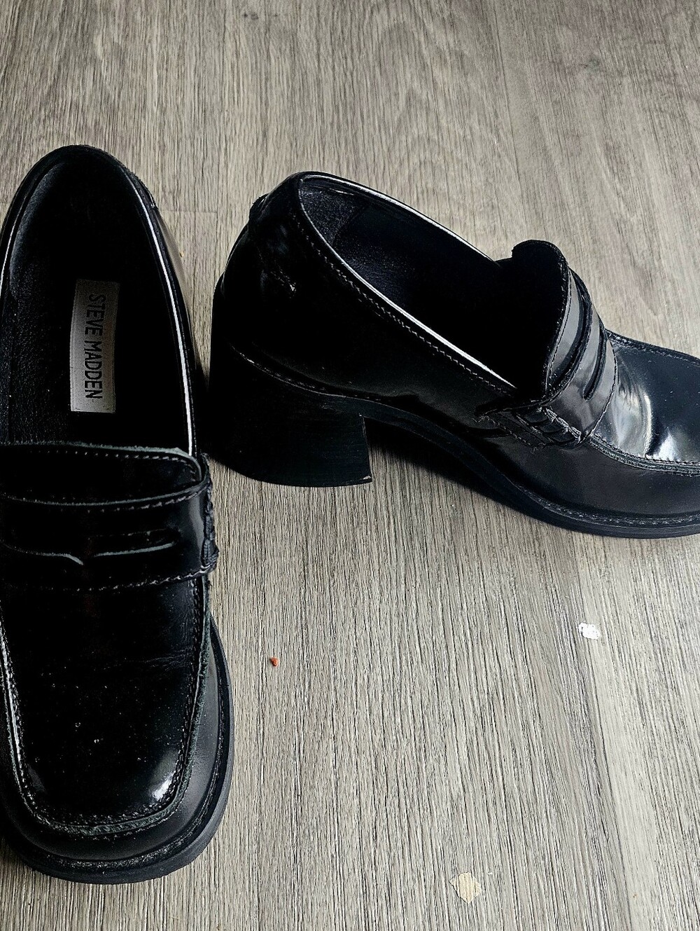 Steve Madden Black Patent Leather Penny Loafers
